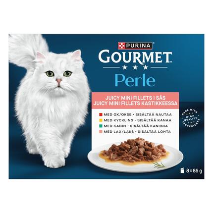 GOURMET® Perle Mini fillets i sauce med Okse, Kylling, Kanin & Laks