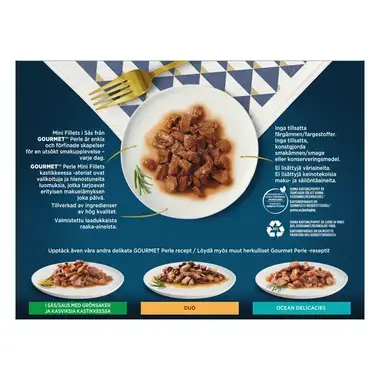 GOURMET® Perle Mini fillets i sauce med Okse, Kylling, Kanin & Laks