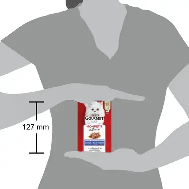 GOURMET MON PETIT Intense, komplet vådfoder til voksne katte, med tun, laks, ørred, 6 x 50g poser