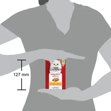 GOURMET MON PETIT Intense, komplet vådfoder til voksne katte, med and, kylling, kalkun, 6 x 50g poser