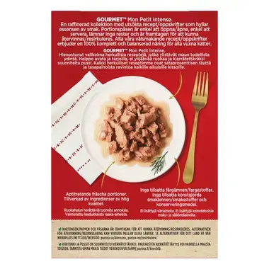 GOURMET MON PETIT Intense, komplet vådfoder til voksne katte, med and, kylling, kalkun, 6 x 50g poser