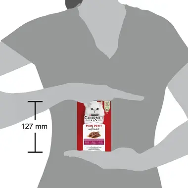 GOURMET MON PETIT Intense, komplet vådfoder til voksne katte, med okse, kalv, lam, 6 x 50g poser
