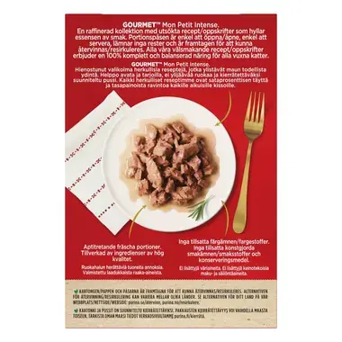 GOURMET MON PETIT Intense, komplet vådfoder til voksne katte, med tun, laks, ørred, 6 x 50g poser