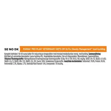 PURINA PRO PLAN VETERINARY DIETS OM St/Ox Obesity Management møre bidder i sovs med kylling vådfoder til katte poser 10x85g