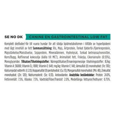 PURINA® PRO PLAN® VETERINARY DIETS EN Gastrointestinal Low Fat