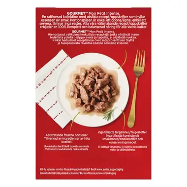 GOURMET MON PETIT Intense, komplet vådfoder til voksne katte, med tun, laks, ørred, 6 x 50g poser