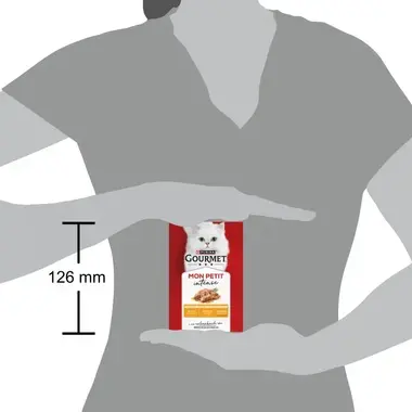 GOURMET MON PETIT Intense, komplet vådfoder til voksne katte, med and, kylling, kalkun, 6 x 50g poser