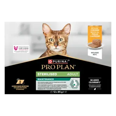 PRO PLAN® Sterilised Maintenance Mousse Kyckling 12x85g
