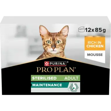 PRO PLAN® Sterilised Maintenance Mousse Kyckling 12x85g